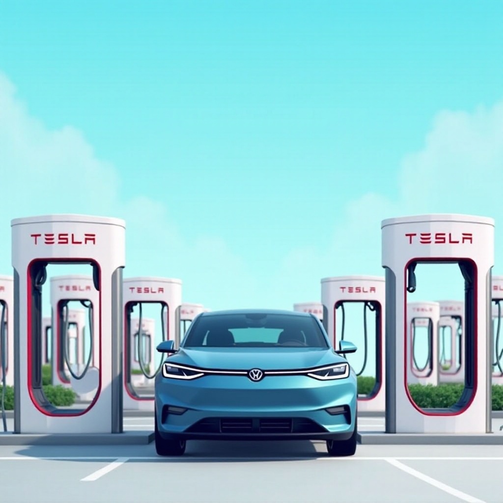 在特斯拉超級充電站為ID4充電