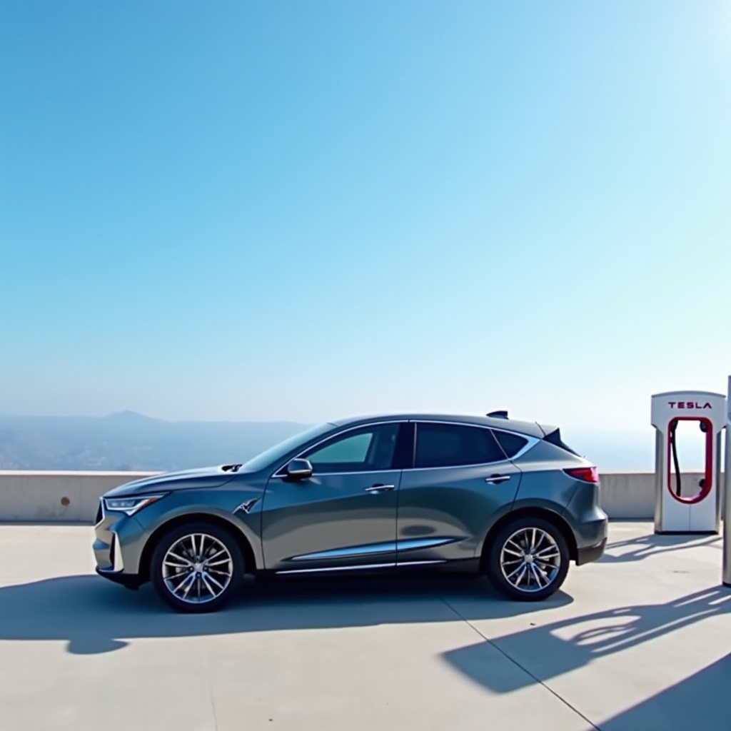 在特斯拉超級充電站為Acura ZDX充電