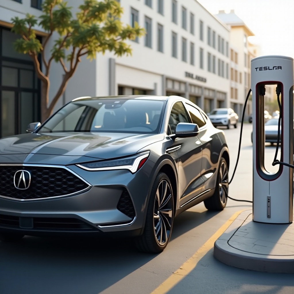 在特斯拉超級充電站為Acura ZDA充電